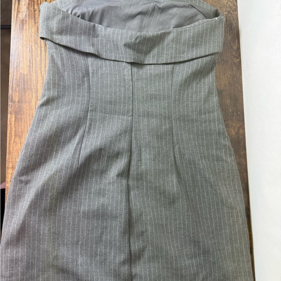 Zara Strapless Pinstripe Sheath Dress in Gray - Picture 2 of 3